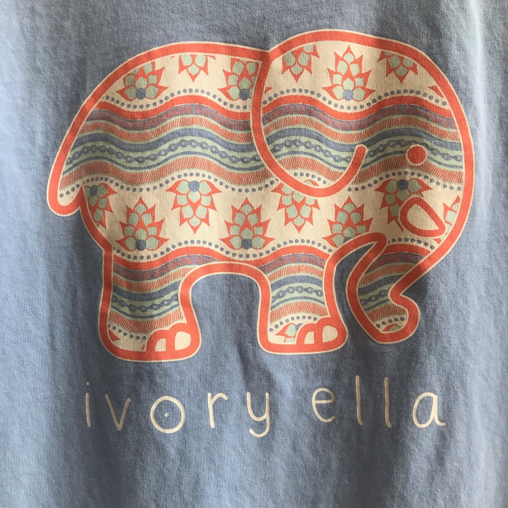 Ivory Ella Long Sleeve Tee Serenity Lotus Wave EUC